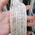 Translucent white quartz cylindrical beads for DIY jewelry and necklace crafting - 6x10mm / White Crystal