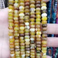 Perles d'agate jaune naturelles avec texture rubanée pour la création de bijoux DIY - 4x6MM / Agate Rayée Jaune