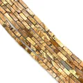 Rectangle natural Picture Jasper loose beads with brown landscape texture for DIY jewelry - 4x13mm / Jasper