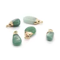 Set of five green aventurine water drop pendants with gold metal bails for DIY jewelry - Aventurine Gold