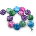 Flache runde Naturachatperlen in gemischten Farben mit Marmormuster für DIY-Schmuck - Mehrfarbig (ai-Stil 1)