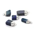 Natural Lapis Lazuli irregular stone pendants with silver metal caps for DIY jewelry - Lapis Lazuli Silver