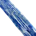 Blue rectangular natural stone loose beads 4x13mm for DIY jewelry making and necklaces - 4x13mm