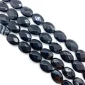 Faceted black agate oval beads for DIY jewelry making with smooth gemstone texture - Oval Cut / Black Agate