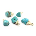 5-piece set of irregular turquoise pendants with gold caps for DIY jewelry making - Turquoise Gold