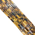 Strands of rectangular Tiger Eye loose beads with natural golden brown stripes for DIY - 4x13mm / Tiger's Eye