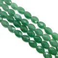 Faceted oval green aventurine beads for jewelry making 6x10x14mm loose stone strands - Oval Cut / Green Aventurine