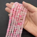 Pink and white weathered agate cube beads with mesh texture for DIY jewelry - 8x8mm / Pink