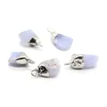 Set of five irregular light blue natural stone pendants with silver metal clasps - Light Blue Agate Color Silver