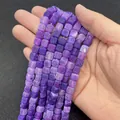 Cube-shaped purple dragon vein agate beads 8mm for DIY jewelry making and necklaces - 8x8mm / Purple