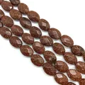 Polished brown goldstone oval faceted beads with shimmering metallic flakes for DIY jewelry - Oval Cut / Gold Sandstone