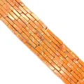 Vibrant orange rectangle natural stone tube beads for DIY necklace jewelry making - No. 9 (Orange Marbled)