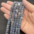 Blue weathered agate cube beads 8mm with white dragon vein texture for DIY jewelry - 8x8mm / Blue Gray