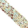 Rectangle turquoise tube beads with blue and brown natural stone marble texture - No. 10 (Red Brown Mixed)