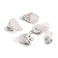 Five-piece set of natural raw rose quartz stone pendants with silver metal plating - Rose Quartz Silver