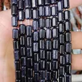 Deep blue sand stone cylindrical beads with sparkling galaxy effect for DIY jewelry - 6x10mm / Blue Sandstone