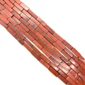 Natural reddish brown rectangle jasper stone beads for DIY jewelry making accessories - 4x13mm / Rainbow Stone