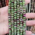 Natürliche Rubin-Zoisit Abakusperlen in flacher runder Form für DIY-Schmuck - 4x6 98 Perlen / Rubin-Zoisit