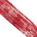 Rectangular 4x13mm red turquoise tube beads with black web texture for DIY jewelry making - No. 13 (Bright Red)
