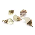 Set of five irregular natural clear yellow quartz pendants with golden plated metal edges - Lemon Quartz Gold