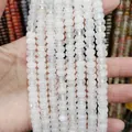 Stränge aus 6-8mm weißen, halbtransparenten Natursteinperlen für DIY-Schmuckherstellung - 4x6 98 Perlen / Weiß Kristall