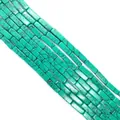 4x13mm turquoise rectangular tube beads with natural black matrix for DIY jewelry - No. 14 (Turquoise Green)