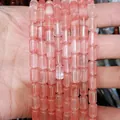Pink translucent cylinder stone beads 6x10mm for DIY jewelry making necklaces - 6x10mm / Watermelon Quartz