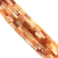Rectangle natural stone beads in warm red and orange tones for DIY jewelry making - 4x13mm / Red Aventurine