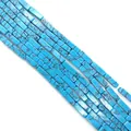Sky blue rectangle turquoise tube beads with black matrix pattern for DIY jewelry - No. 16 (Turquoise Blue)