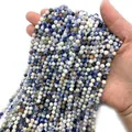 Faceted sodalite stone beads in blue and white patterns for DIY jewelry making - Extra Small Size / Sodalite No.1