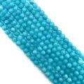 Sky blue natural stone round beads for DIY jewelry making in a smooth finish - Sea Sediment Stone