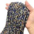 Faceted natural blue stone beads for DIY jewelry making accessories - Extra Small Size / Old Blue Vein