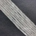 Transparent clear quartz rectangular tube column beads for DIY jewelry making - 4x13mm / White Crystal