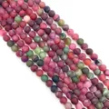 Frosted dragon vein agate loose beads in mixed pink and green tones for DIY jewelry - 6mm / No. 1 (Mixed Colors)