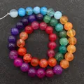 Polished natural agate dragon vein beads in vibrant mixed colors for DIY jewelry making - 6mm / US 3