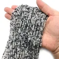 Faceted 2-4mm natural gray and white loose stone beads for DIY jewelry making - Hawk Eye Stone