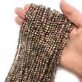 Faceted natural rhodonite stone beads 2mm-4mm for DIY jewelry making craft accessories - Rhodonite No.1