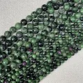 Polished natural ruby in zoisite round loose beads for DIY jewelry making in various sizes - Ruby In Zoisite (Size 6)