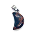 Macro view of natural mahogany obsidian crescent moon stone pendant with silver bail - 12x18mm / Swan Stone