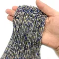 Faceted natural blue stone beads in 2mm to 4mm size for DIY jewelry making - Variegated Blue Pattern