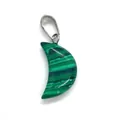 Macro detail of crescent moon malachite pendant showing natural green striped texture - 12x18mm / Malachite