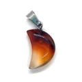 Macro shot of a crescent moon-shaped red agate pendant with a silver metal clasp - 12x18mm / Orange Red Agate (No. 10)