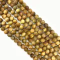 Golden natural tiger eye round beads strings with polished cat eye effect for DIY jewelry - 6mm / Gold