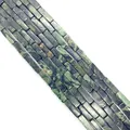 4x13mm rectangular malachite stone beads with dark green and black natural textures - 4x13mm / Rhyolite