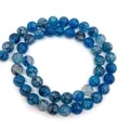Round blue dragon vein agate natural stone beads for DIY jewelry making and bracelet crafting - 6mm / No.2 (Blue)