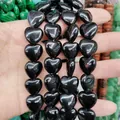 Polierte schwarze Obsidian-Herzperlen für DIY-Schmuckherstellung und Zubehör - 14mm (~28 Stück/Packung) / Schwarzer Achat