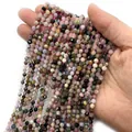 Faceted multi-color tourmaline crystal round beads for DIY jewelry making and crafts - Tourmaline