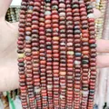 Natürliche rote Jaspis Abakus-Perlen mit braunen und grauen Texturen für DIY-Schmuck - 4x6 98 Perlen / Regenbogenstein
