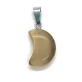 Crescent moon-shaped champagne cat-eye stone pendant with a silver metal clasp - Grey Cats Eye