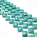 Filo di perline a quadrifoglio in turchese sfaccettato per gioielli fai-da-te - 12x12x5mm / Turchese Blu